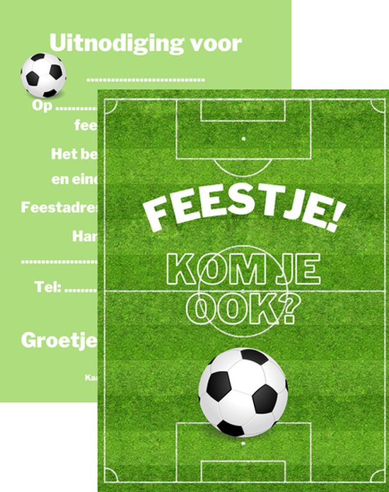 METIWA - Uitnodiging Kinderfeestje Voetbal - 10 stuks - Uitnodigingskaarten Voetbal - Uitnodiging Verjaardag - Uitnodiging Kinderfeest - Uitnodiging Feest