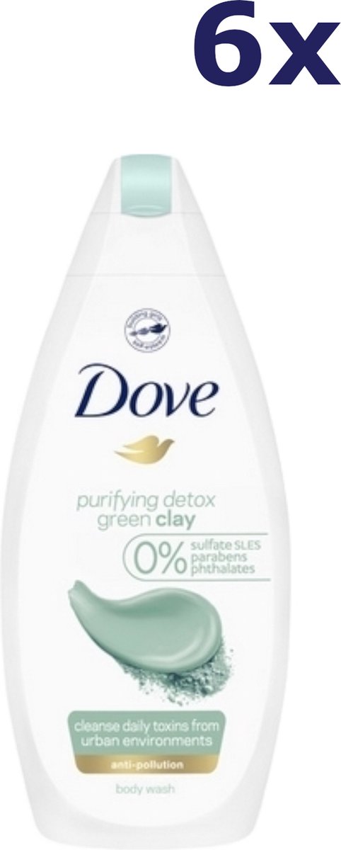 6x Dove Douchegel - Purifying Detox Green Clay 250ml | bol