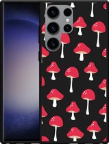 Cazy Hoesje Zwart geschikt voor Samsung Galaxy S23 Ultra Paddenstoelen