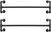 FurnStar kledingstang - set van 2 stuks - 92 x 30 x 7,5 cm - Zwart - Metaal