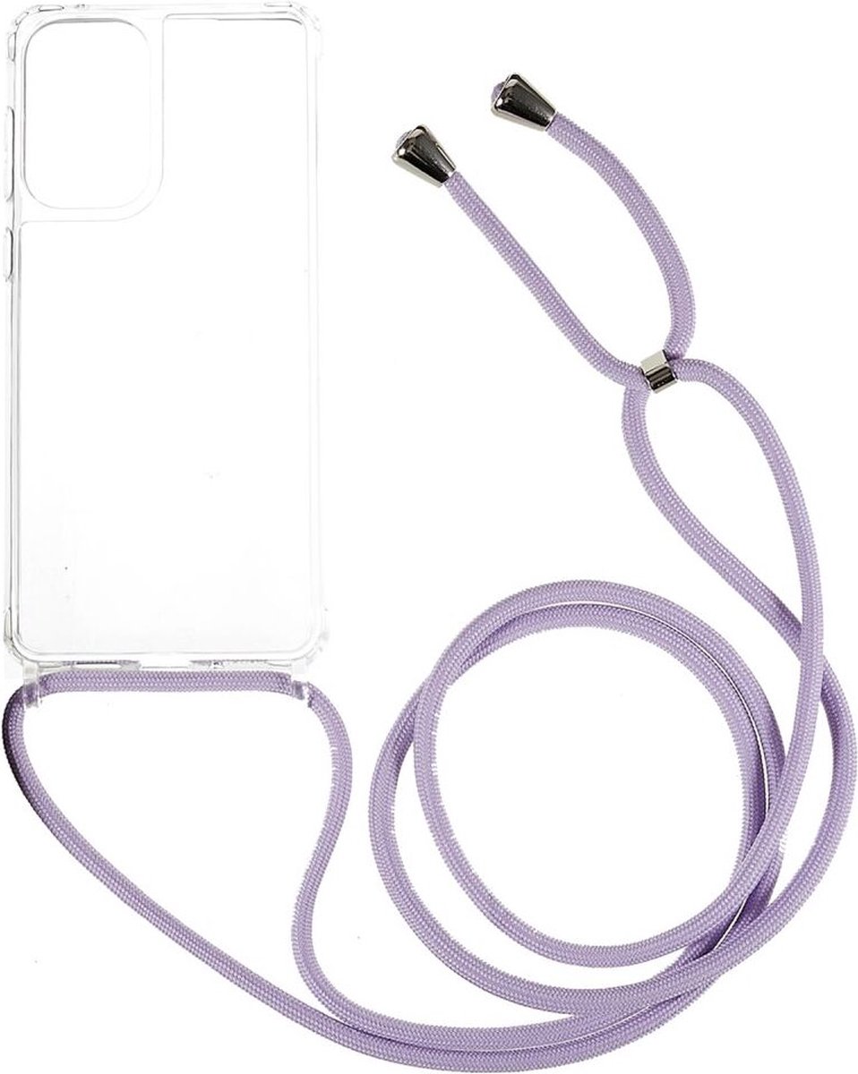 Hoesje Flexibel TPU Transparant met Koord Paars Geschikt voor Samsung Galaxy A53