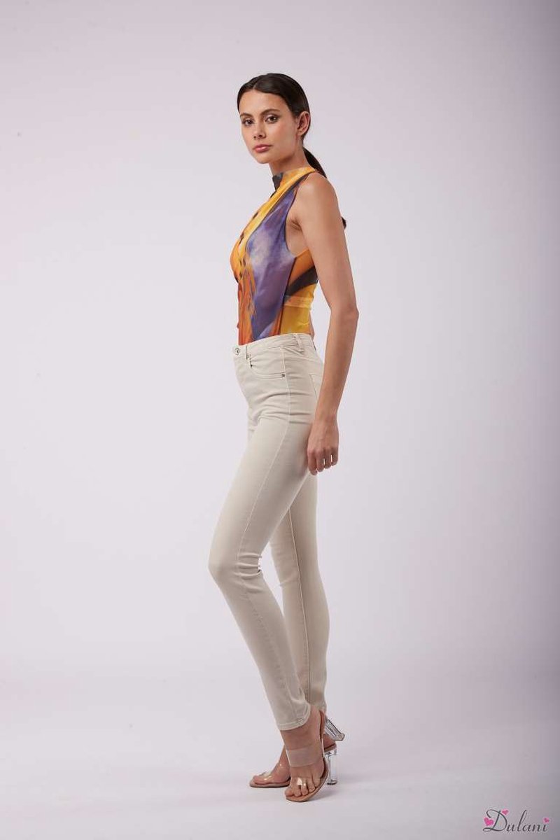 Broek Toxik3 hoge taille skinny L185-37 beige