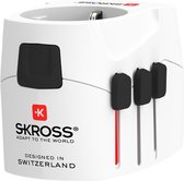 Skross - World Travel Adapter with Ground Plugs (no Swiss & Italy) + 4 USB SLOT 2400 mA White + World Top Input