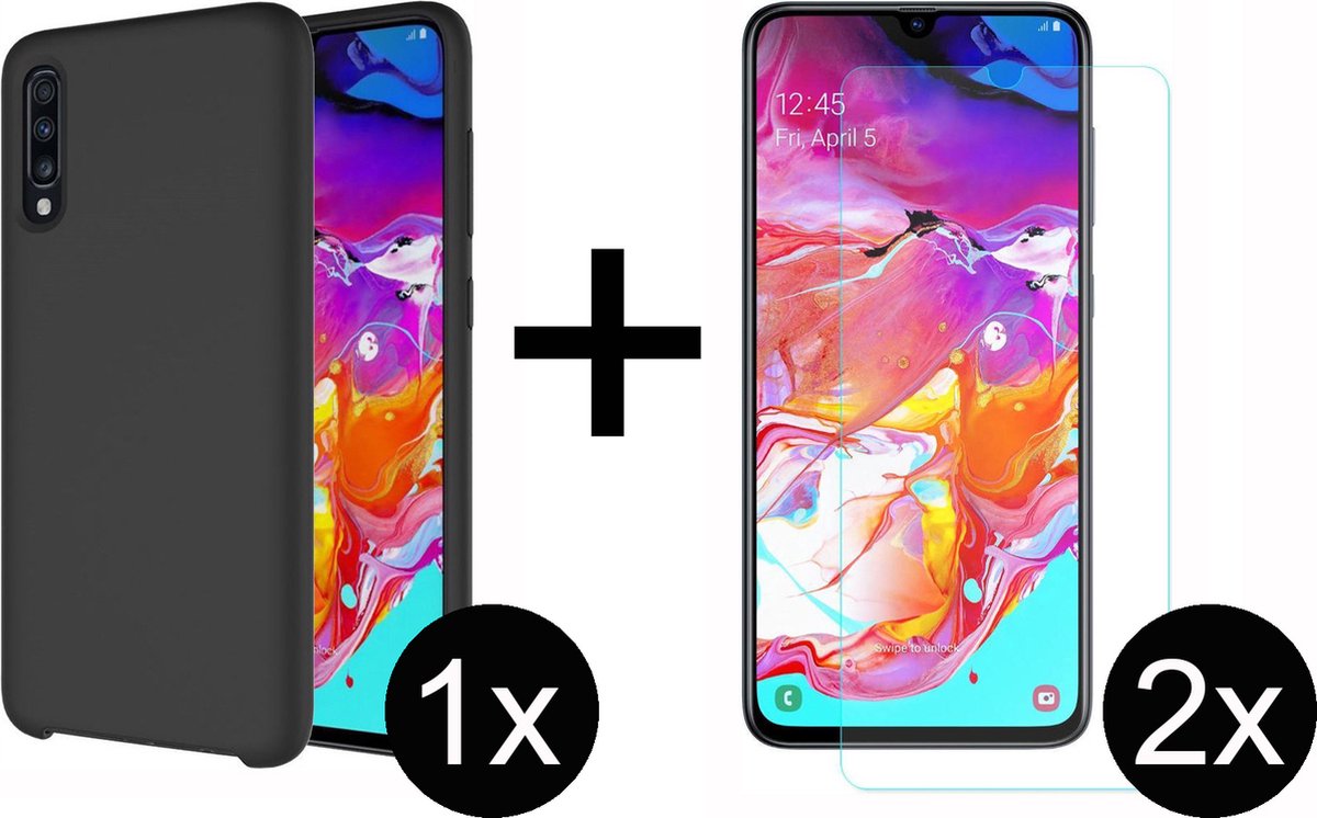 Coque Silicone + 2 Verres Trempés Pour Samsung Galaxy A11 - Noire, Protection Complète