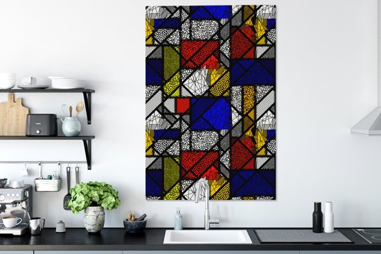Peintures sur toile Mondrian - Glas - Oude Meesters - 80x120 cm - Décoration murale