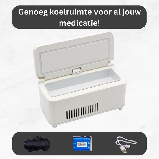 MODITO insuline koelkast - medicijn koelbox - 8 uur batterij - LCD scherm - wit van Merkloos — afbeelding 2