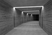 Fotobehang - Vlies Behang - Verlichte 3D Tunnel - 254 x 184 cm