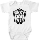 Cadeau Vaderdag - Barboteuse Best Dad Ever Stars - Taille 92 - Couleur Wit - 100% Katoen