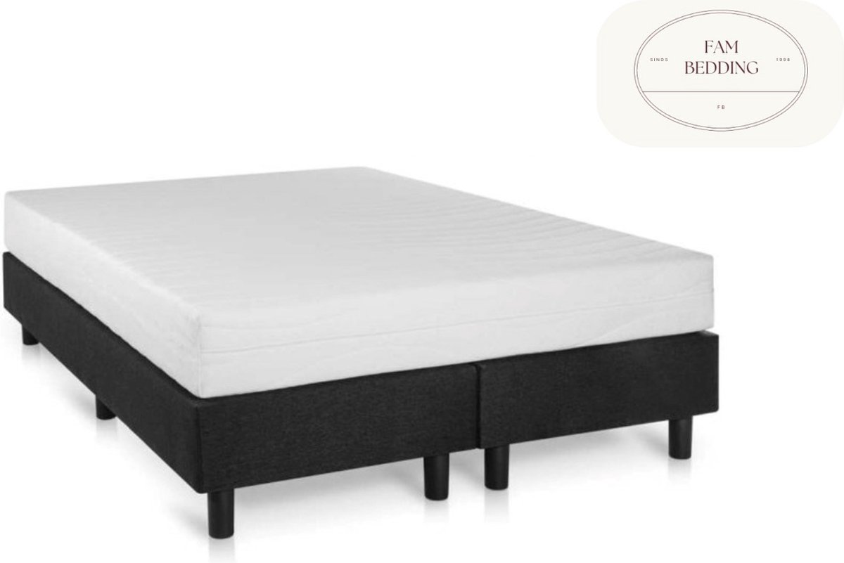2 Persoons Boxspring Studio Luxe pocketvering HR matras Zwart Meubelstof 180x200