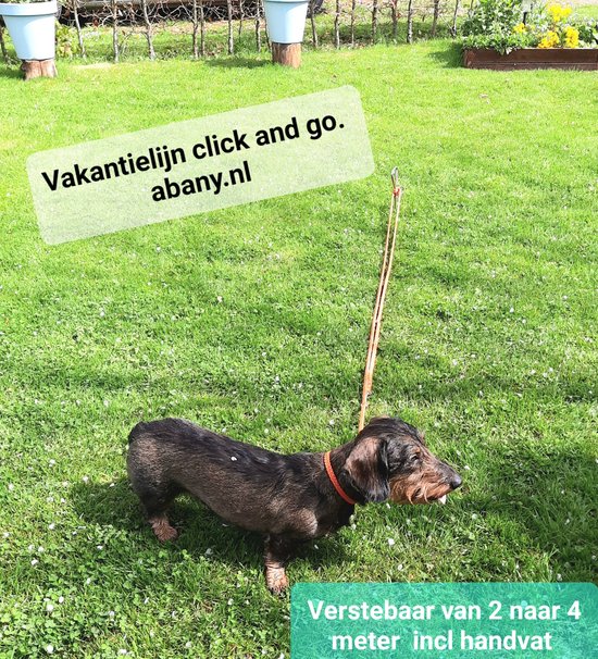 Foto: Abany quality design vakantielijn click and go zwart wit blauw 4 meter hondenlijn met halsband incl 1x hondenpin grondpen hond aanleglijn grondanker hond grondpen met aanleg kabel hondenanker aanlegspiraal 15r1904 made in holland