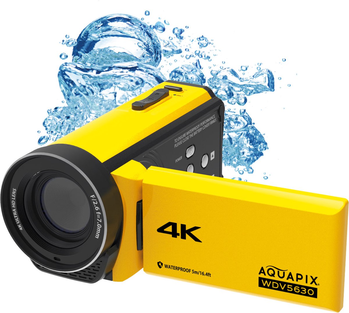 Aquapix WDV5630 Yellow - 5m Waterproof 4K camcorder