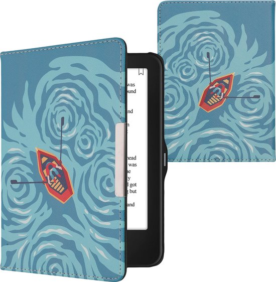 kwmobile hoes geschikt voor Tolino Vision 1 / 2 / 3 / 4 HD - Magnetische sluiting - E reader cover in donkerblauw / lichtblauw / rood - Bootjes design