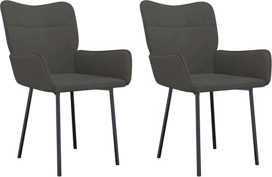 vidaXL de Chaises de salle à manger 2 pièces Velours Gris Foncé