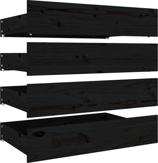 vidaXL-Bedlades-4-st-massief-grenenhout-zwart