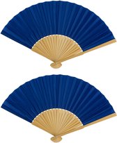 Spaanse handwaaier - 2x - special colours - nachtblauw - bamboe/papier - 21 cm
