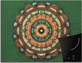 KitchenYeah® Inductie beschermer 77x59 cm - Mandala - Hippie - Bloemen - Oranje - Kookplaataccessoires - Afdekplaat voor kookplaat - Inductiebeschermer - Inductiemat - Inductieplaat mat