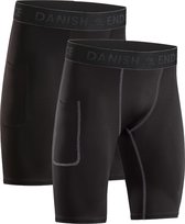 Pantalon de sport DANISH ENDURANCE avec poche pour homme - Short de sport - Course à pied et sport - Lot de 2 - Taille M
