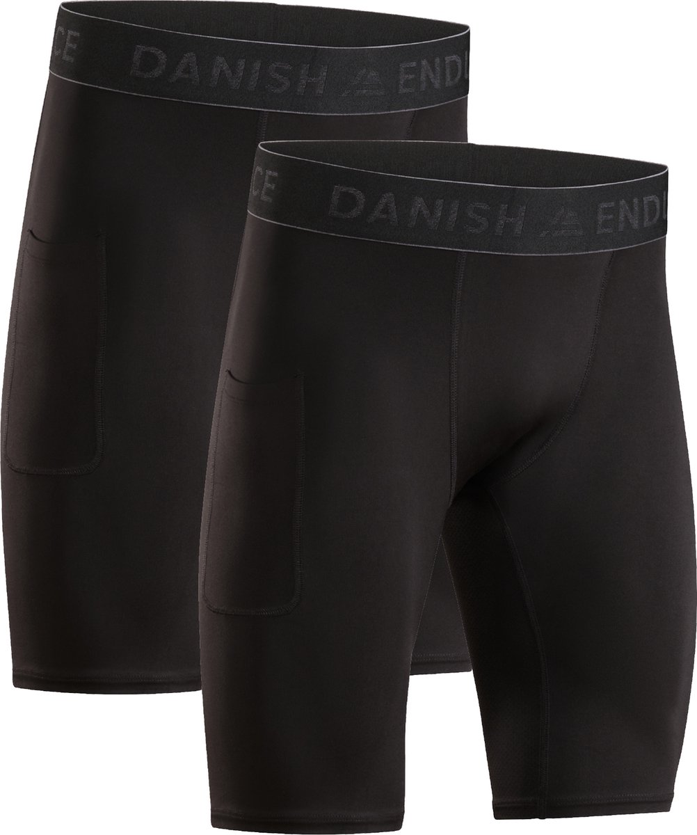 DANISH ENDURANCE Sportbroek met Zak voor Heren - Sportshorts - Hardlopen & Sporten- 2 pack - Maat XL