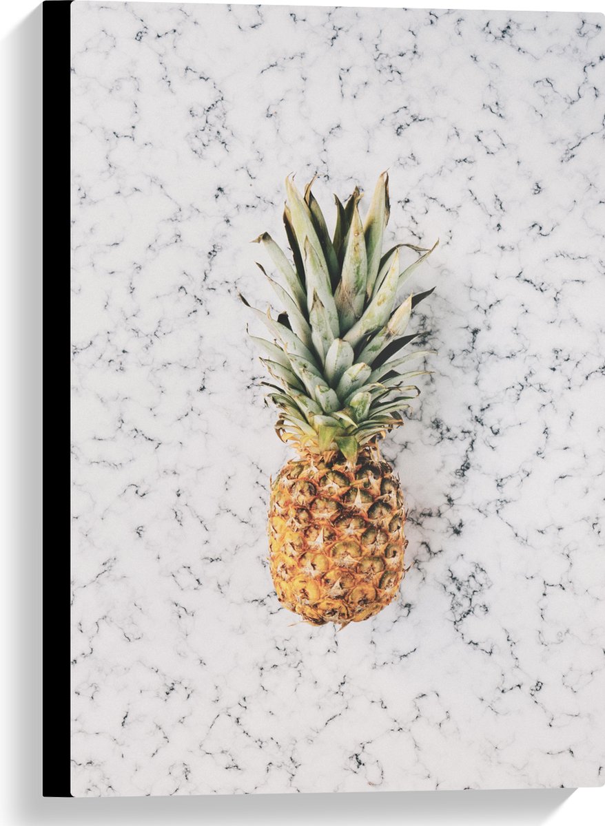 Canvas - Ananas op Marmeren Achtergrond - 40x60 cm Foto op Canvas Schilderij (Wanddecoratie op Canvas)