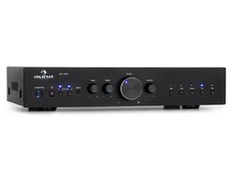 Auna Versterker, HiFi Stereo Mini Versterker, HiFi-versterker met Bass- en Treble-regelaar, 2-kanaals Audioversterker, Stereo Versterker & Luidsprekers met Afstandsbediening & AUX-ingang, AV-receiver