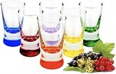 6 borrelglaasjes tequilagglazen X kleurrijke glazen borrelshots stamper wodkaglazen