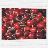 Muursticker - Doos Vol met Verse Rode Kersen - 80x60 cm Foto op Muursticker