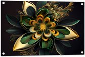 Tuinposter – Bloem in Groen en Goud Tinten - 75x50 cm Foto op Tuinposter (wanddecoratie voor buiten en binnen)