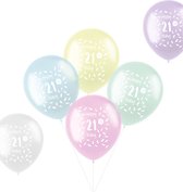 Folat Ballons Happy 21th Bday Pastel Cm Latex 6 Pièces