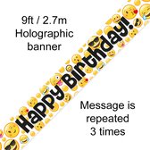 Bannière Emoticons Happy Birthday guirlande feuille 2,7 mètres.