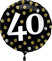 Folat - Folieballon Glossy Black 40 jaar - 45 cm