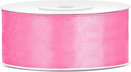 Partydeco - Satijn lint pink 25 mm /rol 25 m