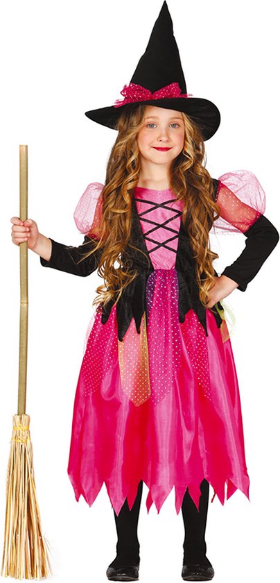 Fiestas Guirca - Jurk shiny witch - 10-12 jaar - Carnaval Kostuum voor kinderen - Carnaval - Halloween kostuum meisjes