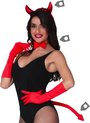 Fiestas Guirca - She-Devil set Rood: tiara, strik en staart - Halloween - Halloween accessoires - Halloween verkleden