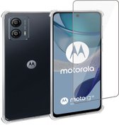 Geschikt voor Motorola Moto G53 Hoesje + Screenprotector – Gehard Glas Cover + Shock Proof Case – Transparant