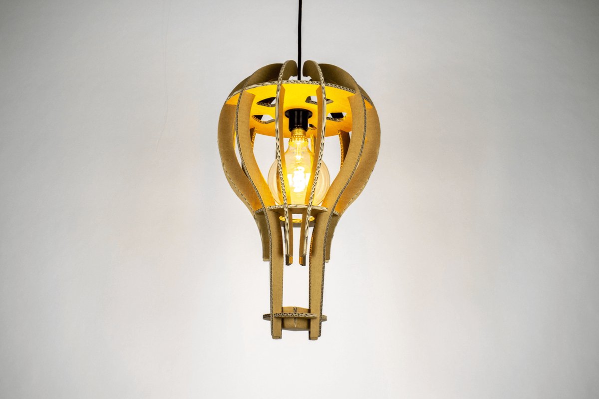 Kartonnen Lommel Hanglamp - Hanglamp van karton - E27 fitting - 33x33x55 cm - Lampenkap - KarTent