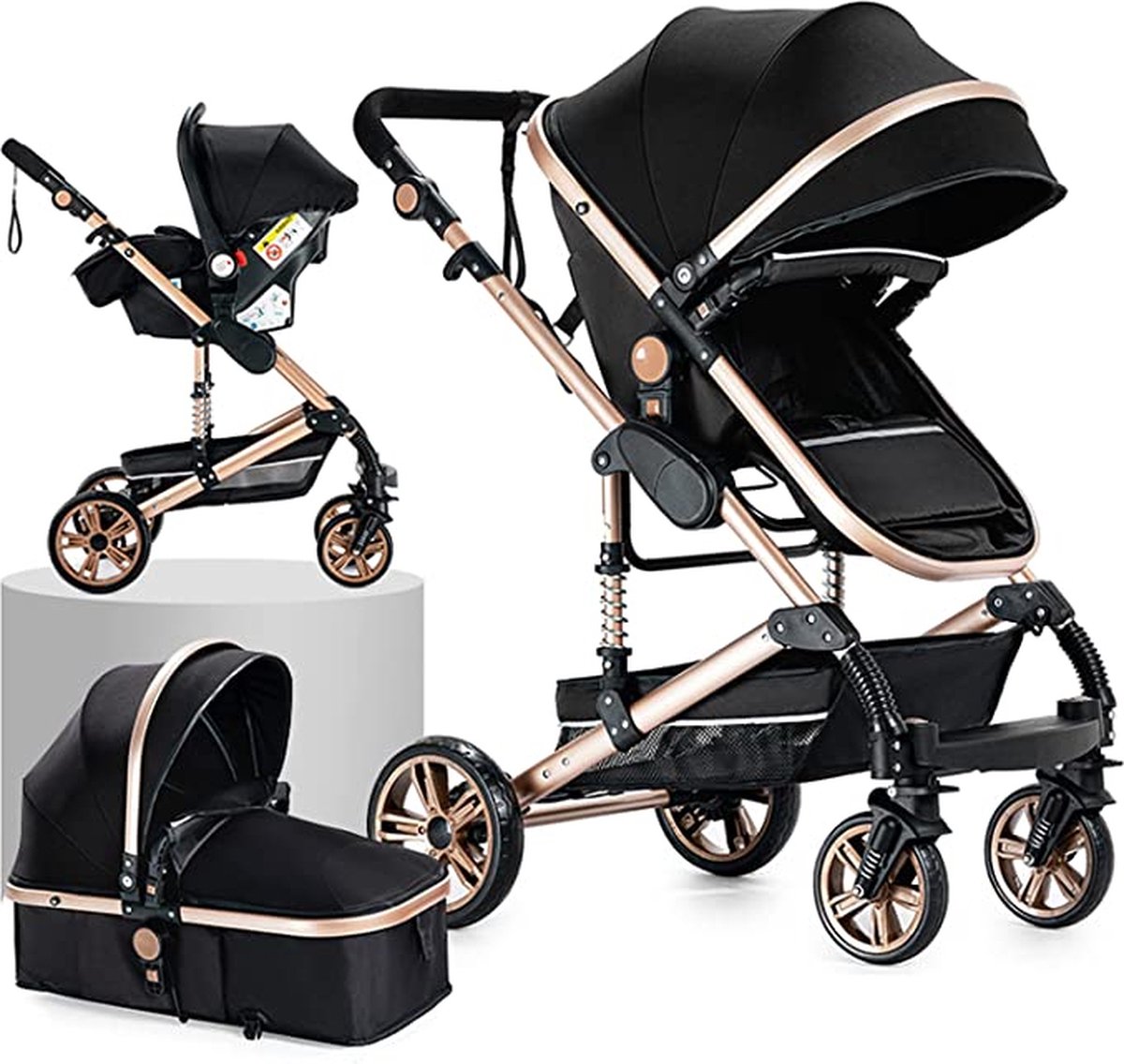 BEBBY 3-in-1 Kinderwagen - Mit Babyschale & Verstellbarer Liegeposition