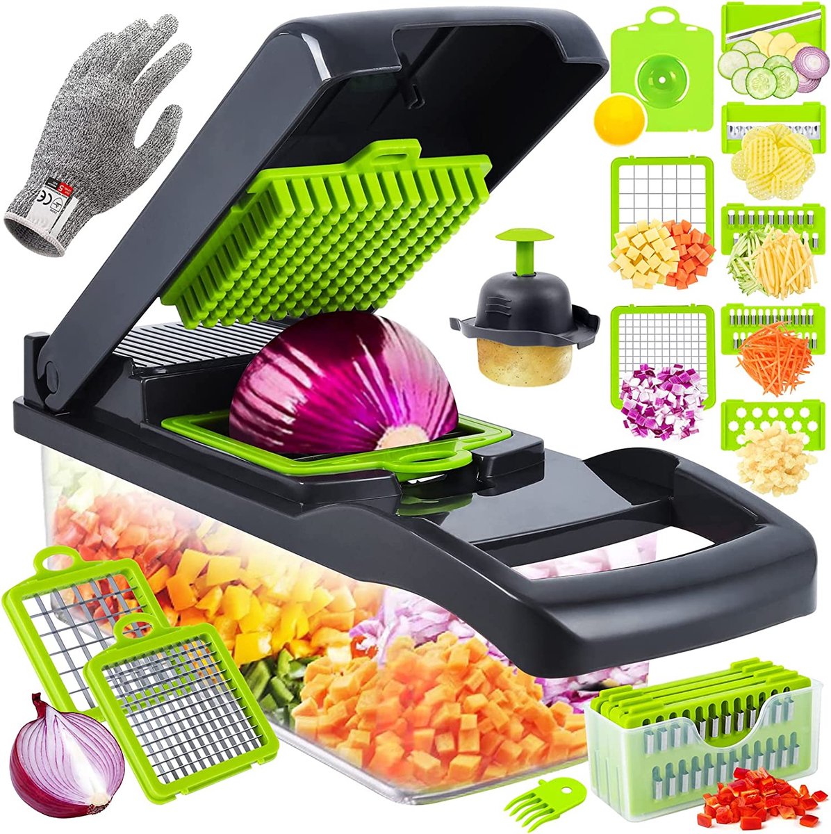 Mandoline de Cuisine Professionnelle en Acier Inoxydable, Mandoline  Multifonction Réglable, avec Protège Main et Gants de Sécurité, pour  Légumes, Pommes de Terre, Oignons, Fromage 