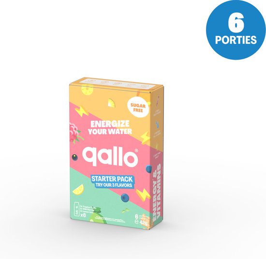 Qallo Energy Drink Poeder Starter Pack - 6 zakjes - Vegan Suikervrije...