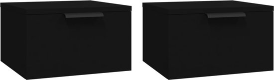 vidaXL - Nachtkastjes - wandgemonteerd - 2 - st - 34x30x20 - cm - zwart