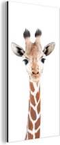 Wanddecoratie Metaal - Aluminium Schilderij Industrieel - Giraffe - Dieren - Natuur - Portret - 20x40 cm - Dibond - Foto op aluminium - Industriële muurdecoratie - Voor de woonkamer/slaapkamer