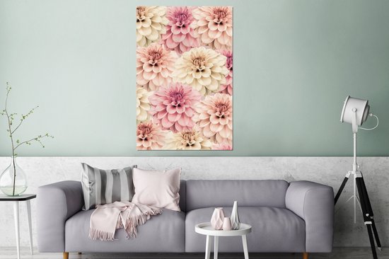 Décoration murale Métal - Peinture Aluminium Industrielle - Fleurs - Rose - Wit - Nature - 120x180 cm - Dibond - Photo sur aluminium - Décoration murale industrielle - Pour le salon / chambre