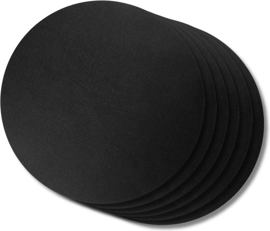 Jay Hill Set de table rond en cuir noir ∅ 38 cm
