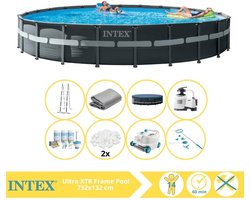 Intex Ultra XTR Frame Zwembad - Opzetzwembad - 732x132 cm - Inclusief Onderhoudspakket, Filterbollen, Onderhoudsset en Luxe Zwembad Stofzuiger