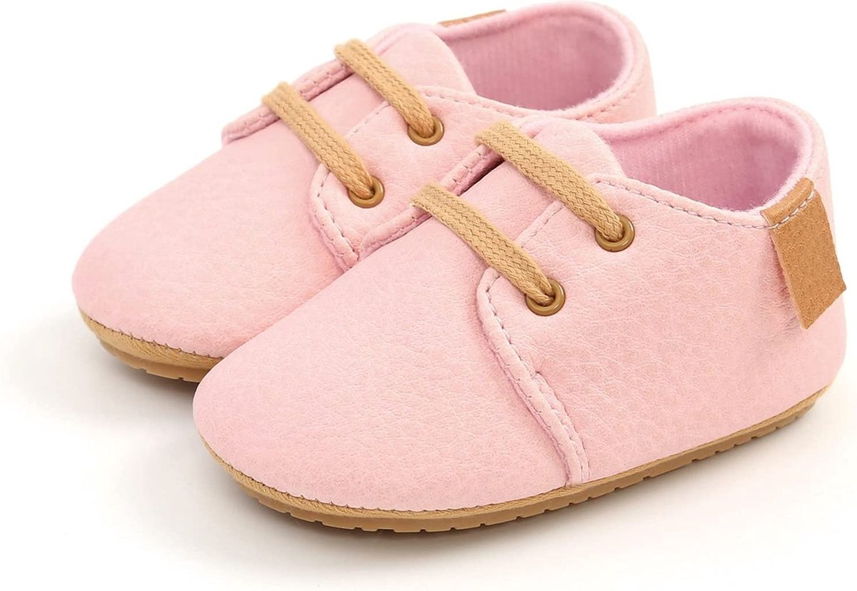 Steppies - Babyschoentjes PU Leer met Veters - Roze - Maat 18-19