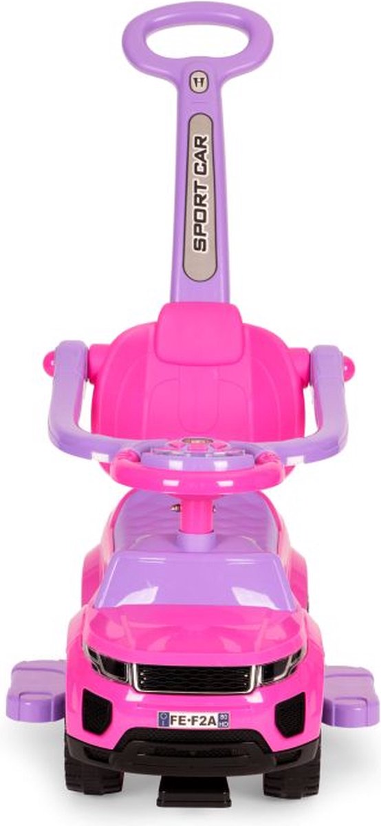 3 in 1 sportauto loopauto met duwstang en 5 geluiden en claxon op het