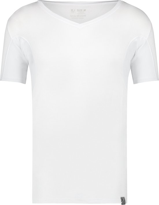 RJ Bodywear Sweatproof T-shirt (1-pack) - heren T-shirt met anti-zweet oksels - diepe V-hals - wit - Maat: XXL