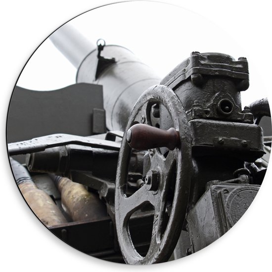 Dibond Muurcirkel - Close-up van Kogels in Kanon - 50x50 cm Foto op Aluminium Muurcirkel (met ophangsysteem)