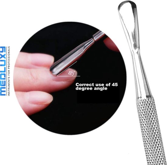 MEDLUXY Pro - Bokkenpoot & Nagelriemmesje - Pedicure combinatie instrument [cuticle pusher & cleaner] - MEDLUXY