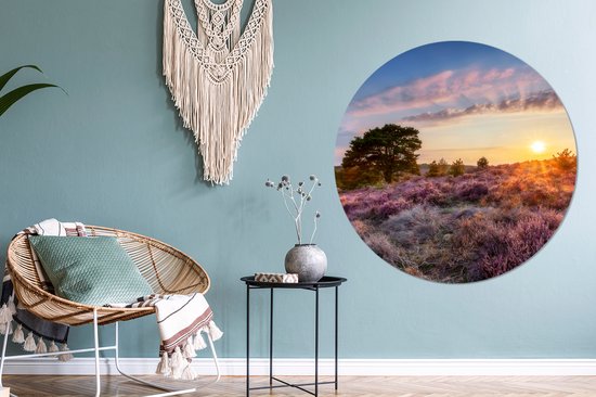 Cercle mural - Nature - Coucher de soleil - Nederland - Arbres - Tableau rond - Cercle mural - Cercle de Décoration murale - Décoration murale ronde - Salon - 140x140 cm - Tableaux ronds