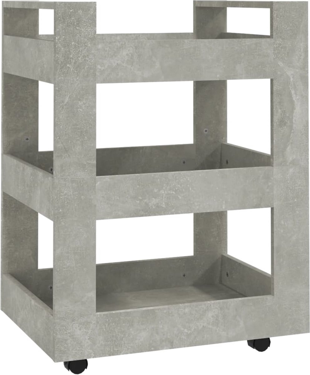 vidaXL - Keukentrolley - 60x45x80 - cm - bewerkt - hout - betongrijs